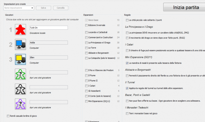 Carcassone PC - Creazione Partita - J Cloister Zone