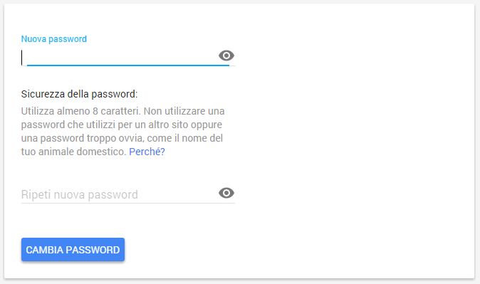 Inserire la Password - Impostazioni Account Google - Cambiare Password Gmail