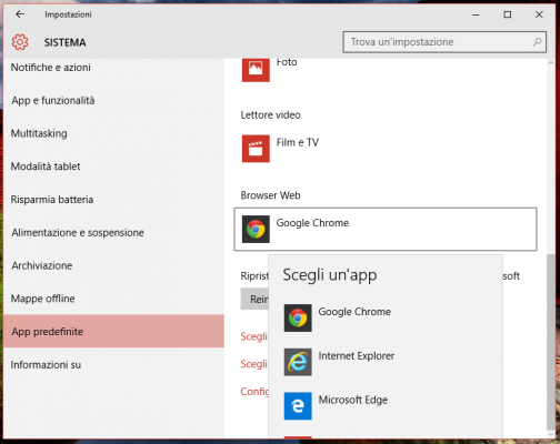 Impostazioni App predefinite