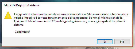 visualizzatore foto, aggiunta chiave di registro