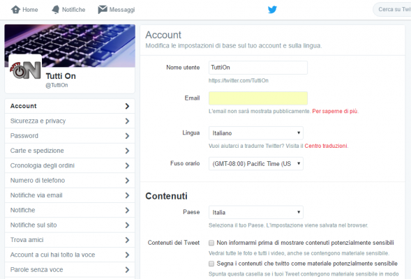 Eliminare Notifiche e-mail Twitter 2