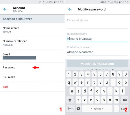 cambiare password twitter - 4