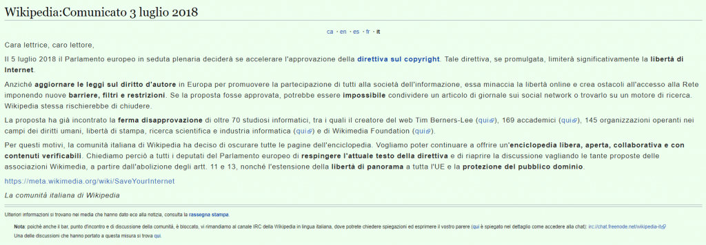Wikipedia oscurato. Cosa sta accadendo?