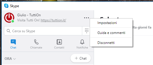Impostazioni - Risposta automatica Skype