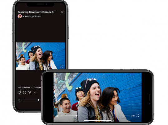 Demo di IG TV con video in orizzontale
